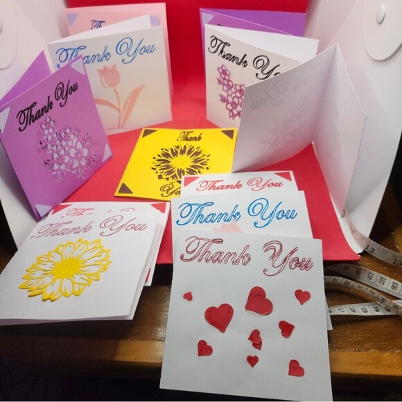 Hand Crafted Colorful Thank You Card Set of 12 - Picture 4 of 11